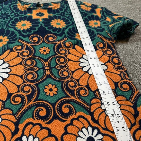 Anthropologie Maeve Floral Shift Mini Dress Green & Orange Size X-Small - Picture 4 of 7
